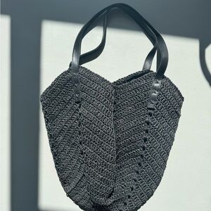 Black Woven Tote Bag
